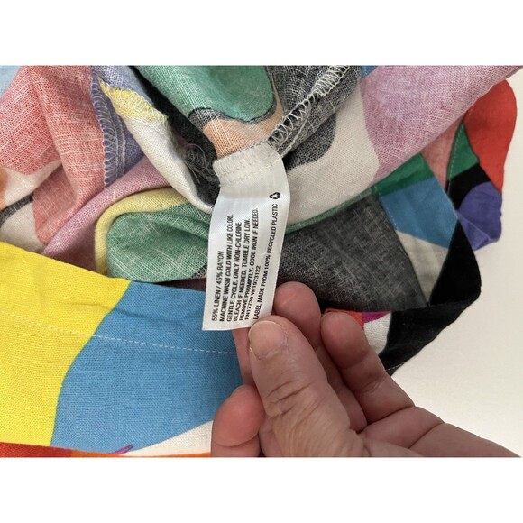 A New Day Women’s Multi Abstract Linen Mini Dress Size XL adjustable straps - Picture 8 of 9